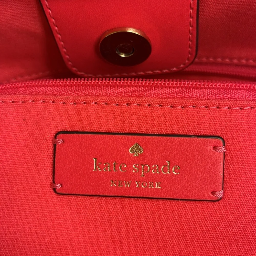 NWOT Kate Spade Straw Satchel Crossbody
Bag Pink/ Cream - Picture 6 of 11